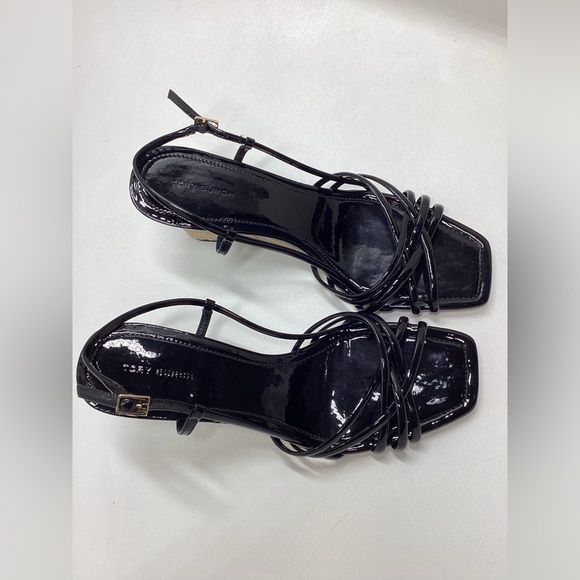Tory Burch Black Multi Strap 75MM Wedge Sandals Size 9 - Picture 8 of 15